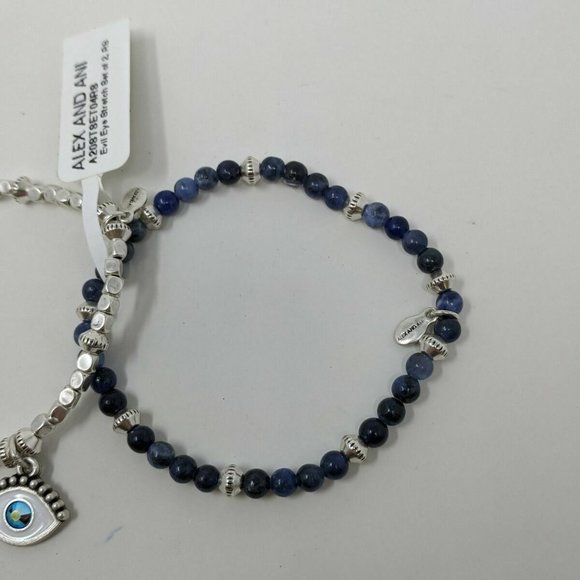 Alex & Ani Evil Eye Charm Beaded Stretch Bracelets, Women's Size 6"-7.5" -Silver - Picture 6 of 6